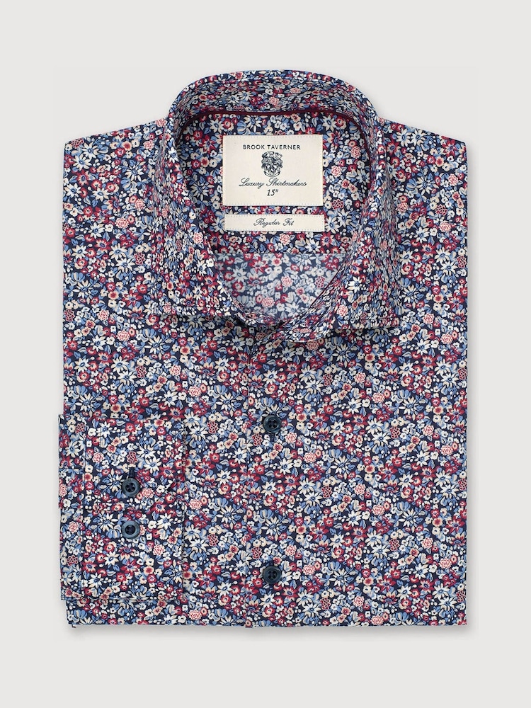 Brook Taverner Blue Floral Floral Print Cotton Shirt - Image 2 of 6
