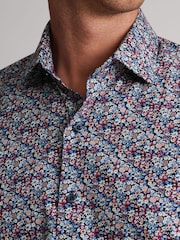 Brook Taverner Blue Floral Floral Print Cotton Shirt - Image 3 of 6