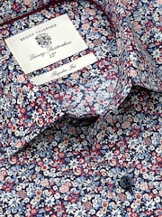 Brook Taverner Blue Floral Floral Print Cotton Shirt - Image 4 of 6