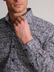 Brook Taverner Blue Floral Floral Print Cotton Shirt - Image 6 of 6
