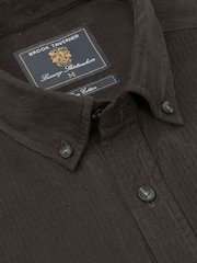 Smeđa - Brook Taverner Cotton Needlecord Shirt - Slika 5 od 6