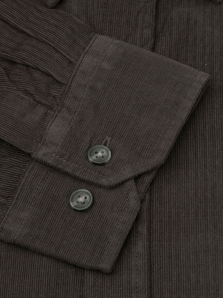 Smeđa - Brook Taverner Cotton Needlecord Shirt - Slika 6 od 6