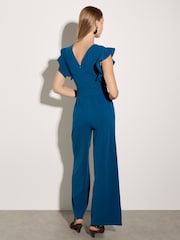 Apricot Blue Ruffle Sleeve Jersey Jumpsuit - Image 2 of 4