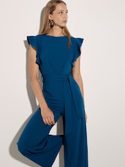 Apricot Blue Ruffle Sleeve Jersey Jumpsuit - Image 3 of 4