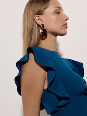 Apricot Blue Ruffle Sleeve Jersey Jumpsuit - Image 4 of 4