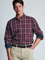 Roșu - Brook Taverner Herringbone Tonal Check Cotton Shirt - Imaginea 1 din 6
