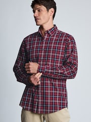 Roșu - Brook Taverner Herringbone Tonal Check Cotton Shirt - Imaginea 2 din 6
