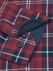Roșu - Brook Taverner Herringbone Tonal Check Cotton Shirt - Imaginea 6 din 6