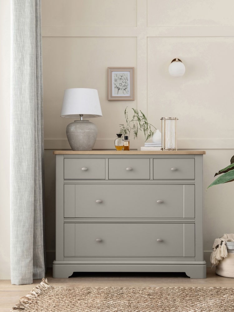 Grey Hampton Painted Oak Collection 5 Drawer Chest Of Drawers - Image 1 of 7