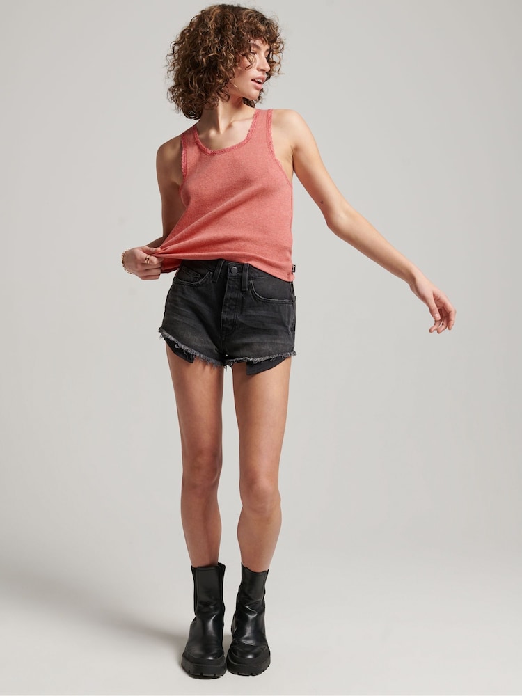 Superdry Pink Lace Trim Vest Top - Image 2 of 4