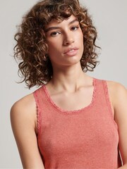 Superdry Pink Lace Trim Vest Top - Image 3 of 4