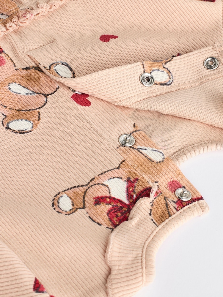 Beige/Red Check Bear Baby Long Sleeve Frill Top And Leggings Set - Image 13 of 16