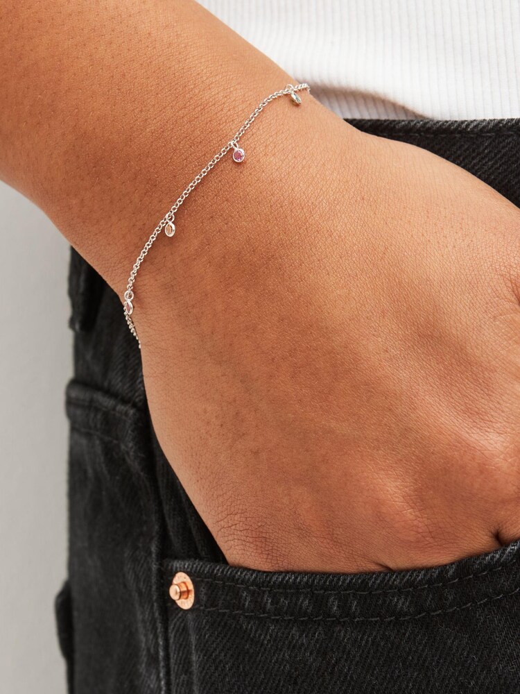 Sterling Silver Rainbow Stone Bracelet - Image 1 of 3 Sterling Silver Rainbow Stone Bracelet - Image 1 of 3