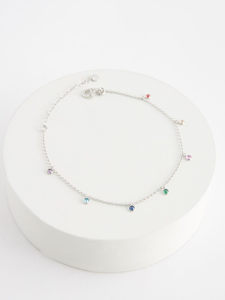 Sterling Silver Rainbow Stone Bracelet - Image 2 of 3 Sterling Silver Rainbow Stone Bracelet - Image 2 of 3