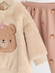 Caramel Brown Bear Cosy Baby Fleece Jumper and Leggings 2 Piece Set - Image 13 of 17
