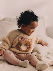 Caramel Brown Bear Cosy Baby Fleece Jumper and Leggings 2 Piece Set - Image 4 of 17