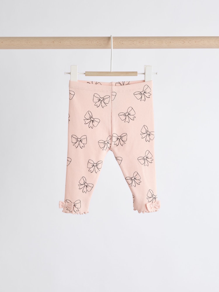 Pink Bow Print Baby Long Sleeve Frill Top And Leggings Set (0mths-2yrs) - Image 11 of 19