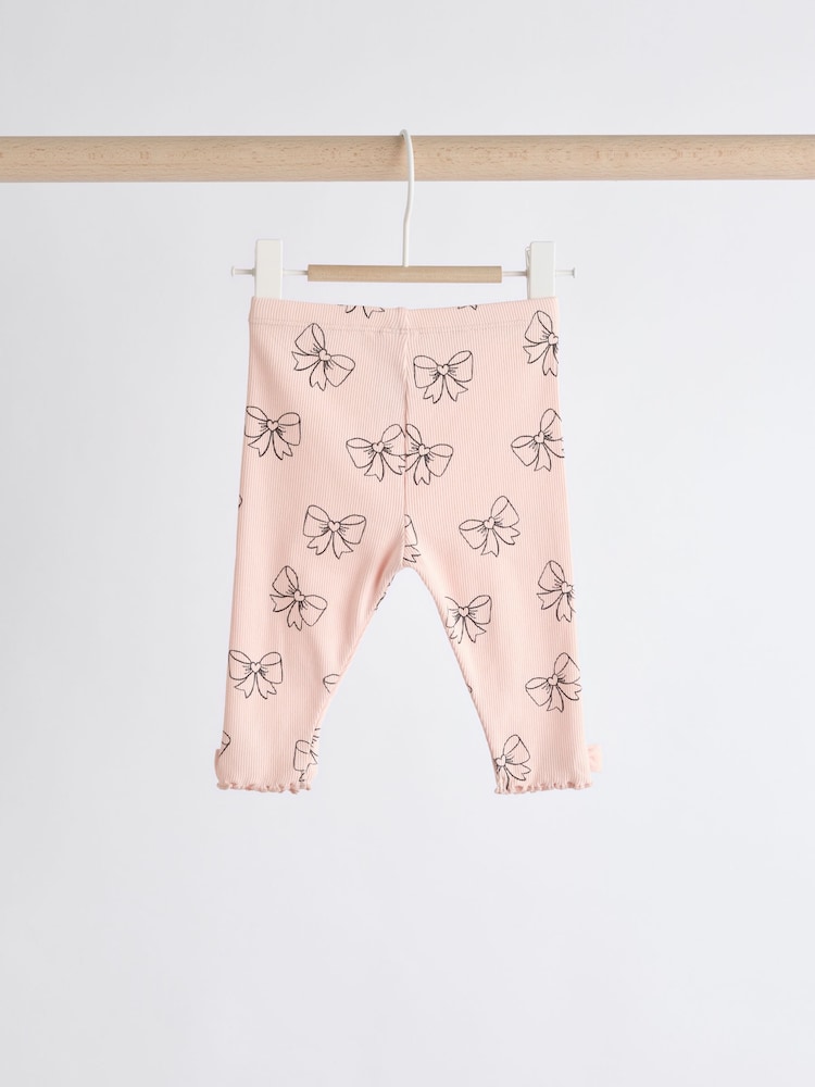 Pink Bow Print Baby Long Sleeve Frill Top And Leggings Set (0mths-2yrs) - Image 12 of 19