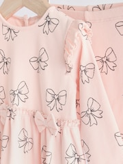 Pink Bow Print Baby Long Sleeve Frill Top And Leggings Set (0mths-2yrs) - Image 13 of 19