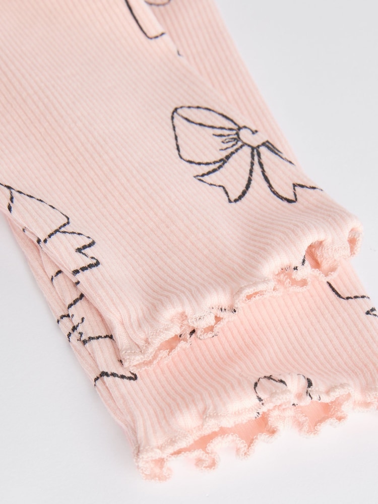 Pink Bow Print Baby Long Sleeve Frill Top And Leggings Set (0mths-2yrs) - Image 16 of 19