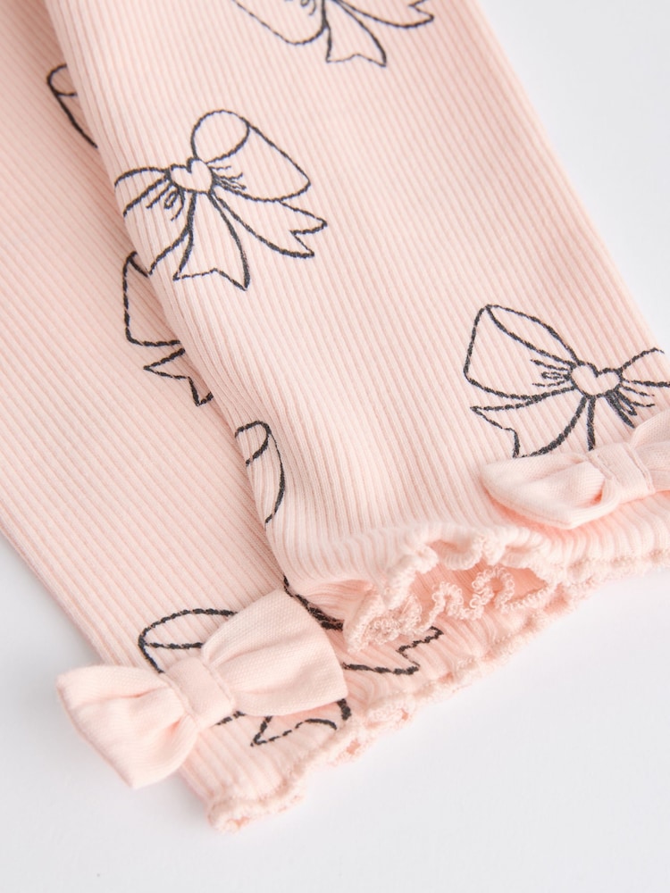 Pink Bow Print Baby Long Sleeve Frill Top And Leggings Set (0mths-2yrs) - Image 19 of 19