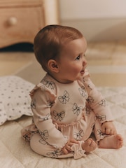Pink Bow Print Baby Long Sleeve Frill Top And Leggings Set (0mths-2yrs) - Image 2 of 19