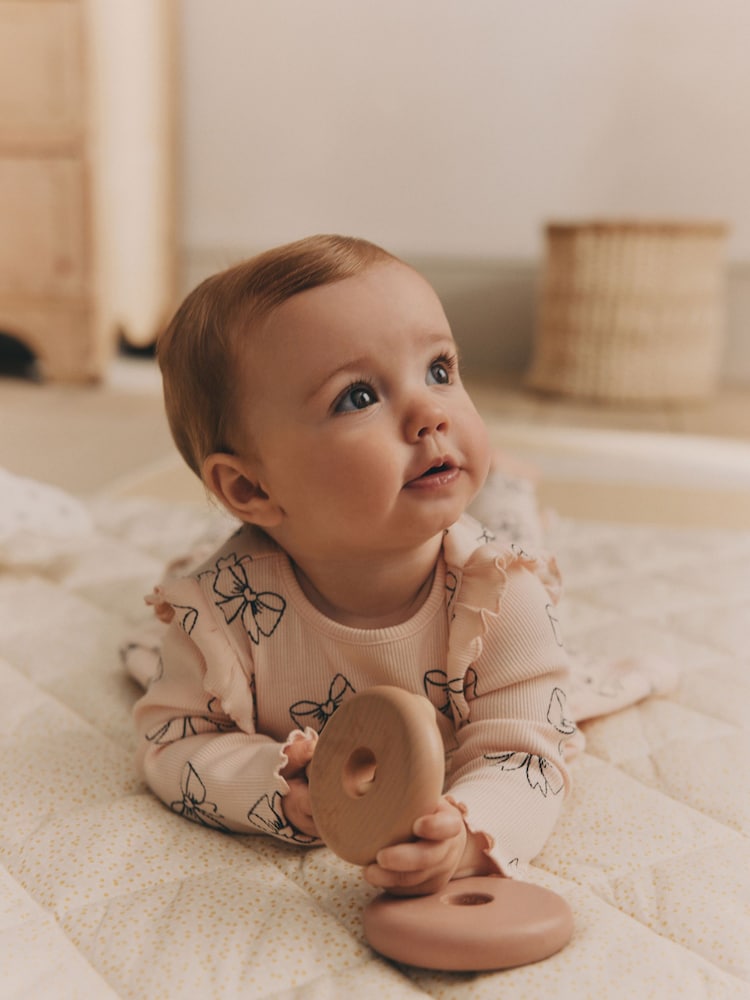 Pink Bow Print Baby Long Sleeve Frill Top And Leggings Set (0mths-2yrs) - Image 4 of 19
