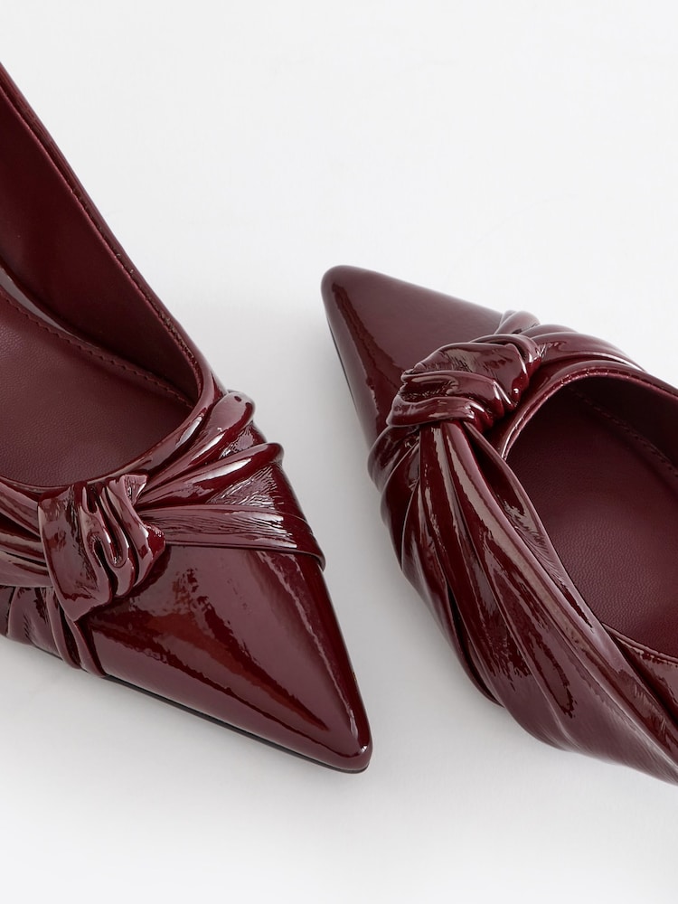 Berry Red Forever Comfort® Asymmetric Bow Kitten Heels - Image 10 of 11