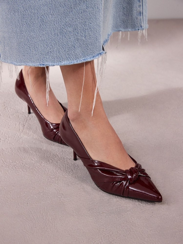 Berry Red Forever Comfort® Asymmetric Bow Kitten Heels - Image 3 of 11