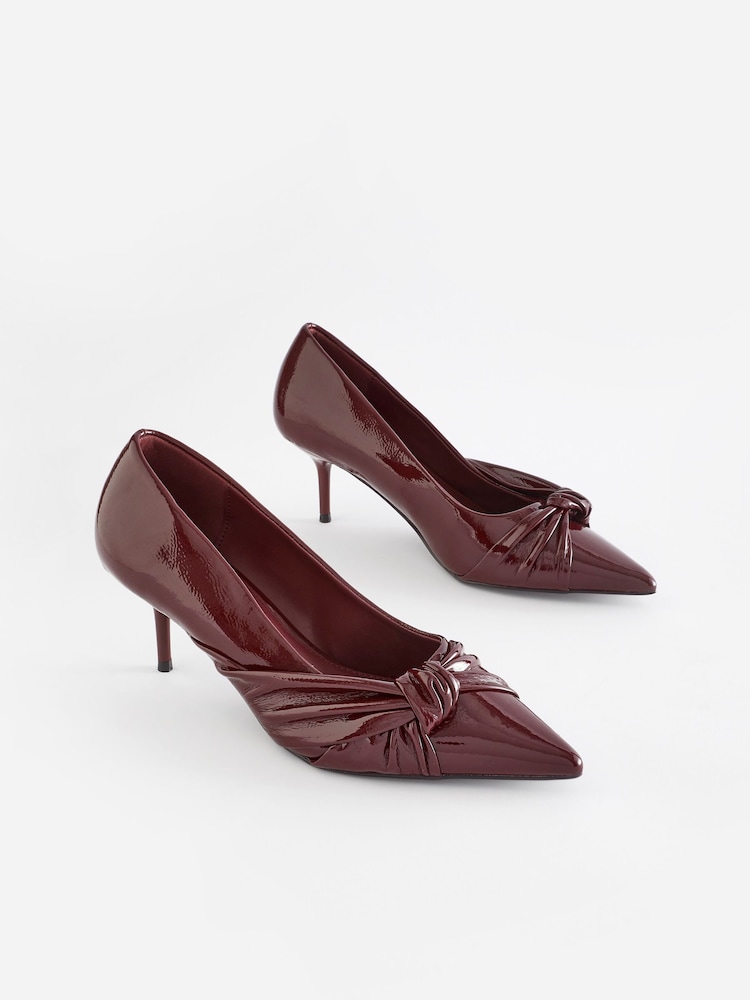 Berry Red Forever Comfort® Asymmetric Bow Kitten Heels - Image 6 of 11