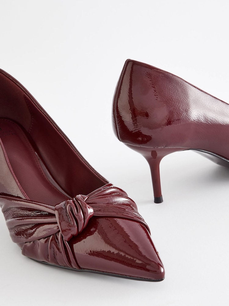 Berry Red Forever Comfort® Asymmetric Bow Kitten Heels - Image 8 of 11