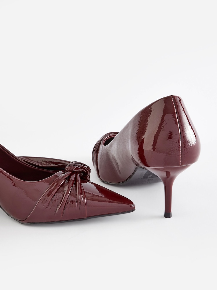 Berry Red Forever Comfort® Asymmetric Bow Kitten Heels - Image 9 of 11