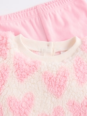 Pink/White Heart Baby Print Cosy Baby Fleece Jumper and Leggings 2 Piece Set - Image 12 of 15