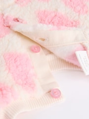 Pink/White Heart Baby Print Cosy Baby Fleece Jumper and Leggings 2 Piece Set - Image 13 of 15