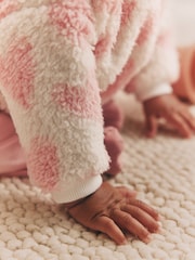 Pink/White Heart Baby Print Cosy Baby Fleece Jumper and Leggings 2 Piece Set - Image 4 of 15