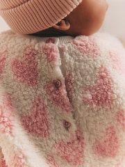 Pink/White Heart Baby Print Cosy Baby Fleece Jumper and Leggings 2 Piece Set - Image 5 of 15