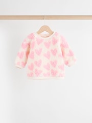 Pink/White Heart Baby Print Cosy Baby Fleece Jumper and Leggings 2 Piece Set - Image 8 of 15