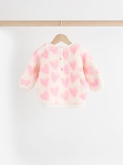 Pink/White Heart Baby Print Cosy Baby Fleece Jumper and Leggings 2 Piece Set - Image 9 of 15