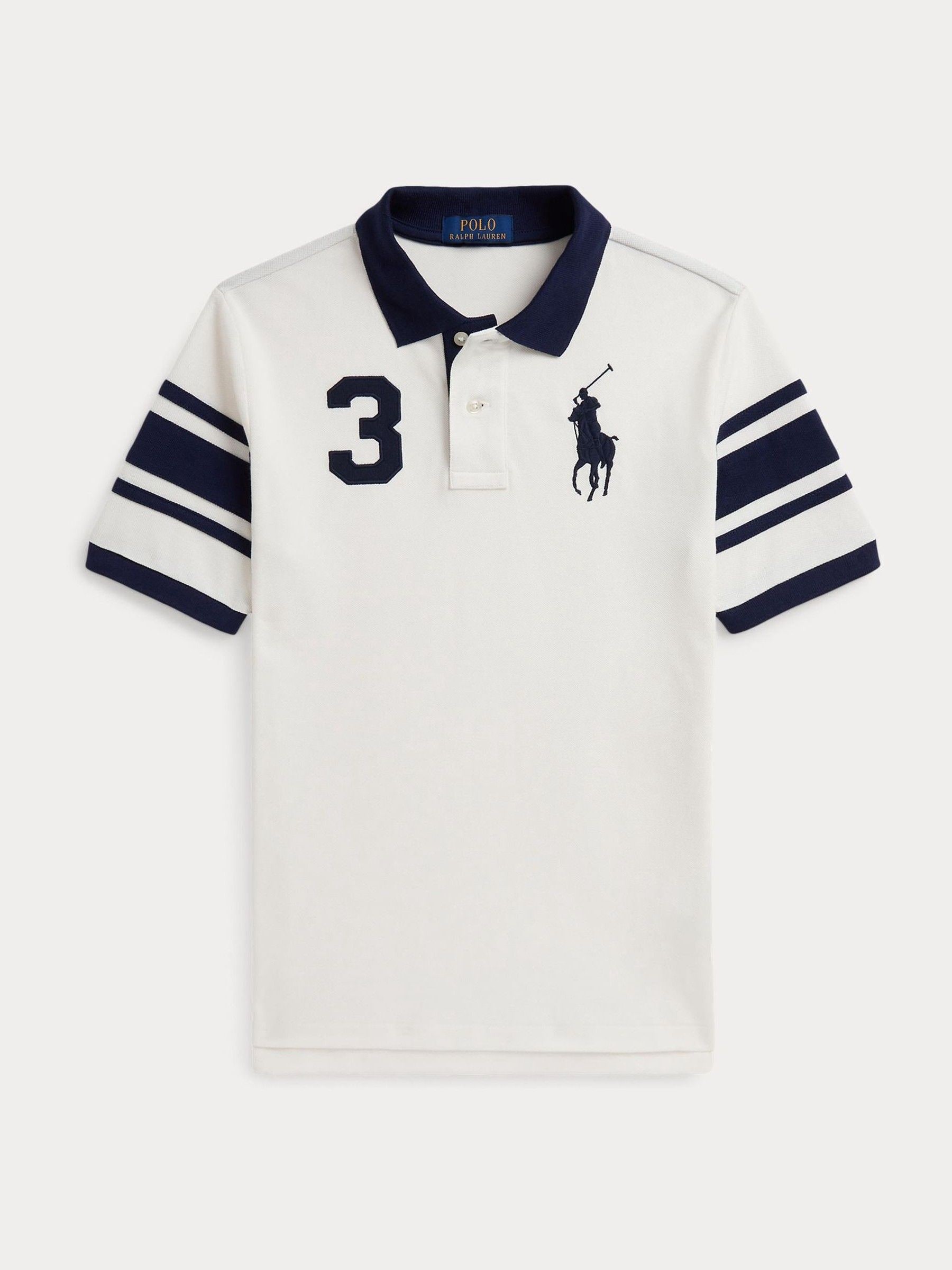 Buy Polo Ralph Lauren White Pique Varsity Arm Stripe Pony Logo