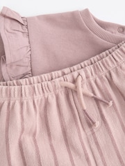 Mauve Purple Stripe Baby Sweatshirt And Wide Leg Trousers Set - Image 8 of 10