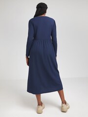 Simply Be Blue Waffle Button Up Midi Dress - Image 2 of 4
