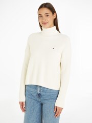 Pull Tommy Hilfiger blanc à col cheminée - Image 1 de 6