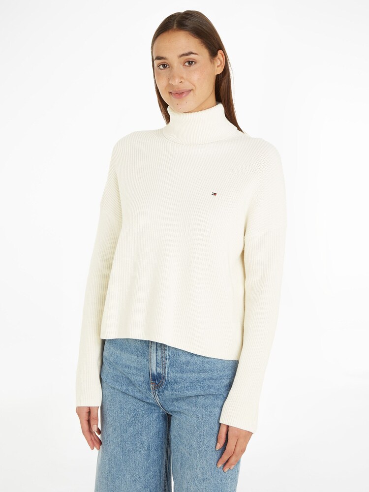 Pull Tommy Hilfiger blanc à col cheminée - Image 1 de 6