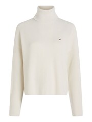 Pull Tommy Hilfiger blanc à col cheminée - Image 4 de 6