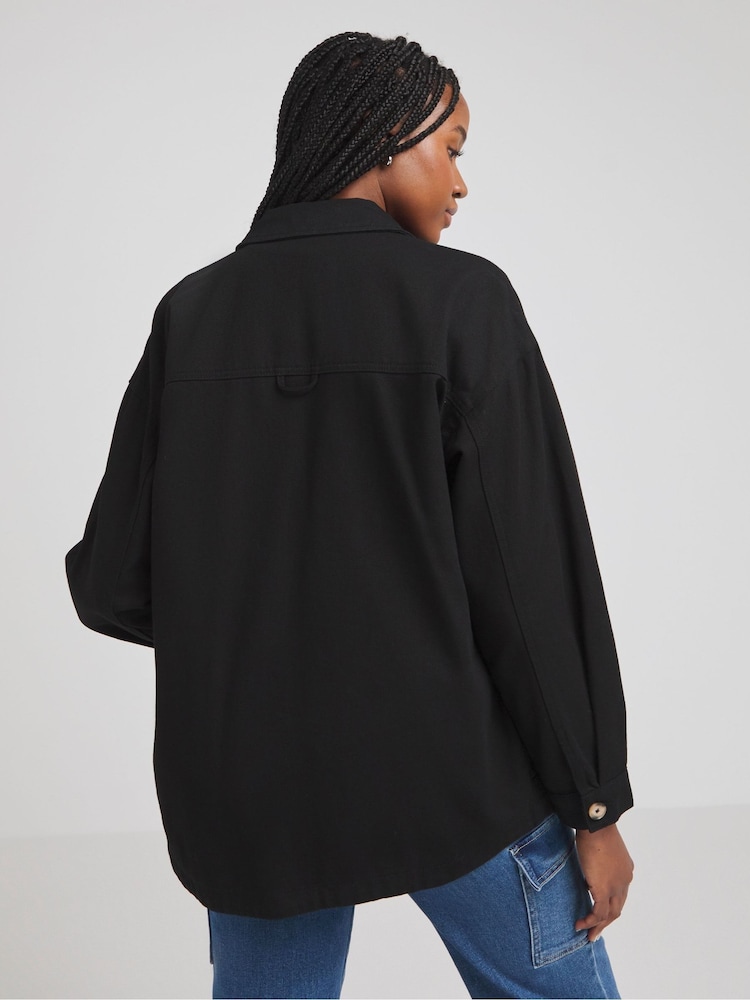 Simply Be Black Utility Cargo Jacket - Image 1 of 4 Simply Be Black Utility Cargo Jacket - Image 1 of 4