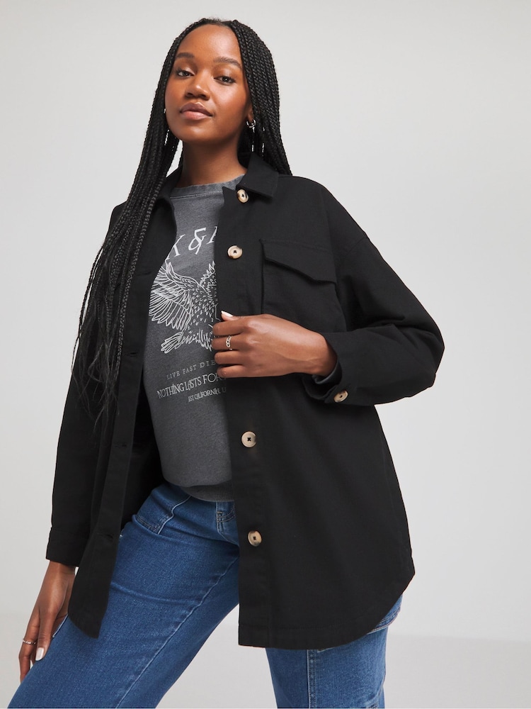 Simply Be Black Utility Cargo Jacket - Image 2 of 4 Simply Be Black Utility Cargo Jacket - Image 2 of 4
