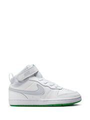 Nike White/Light Blue Junior Court Borough Mid Trainers - Image 1 of 10