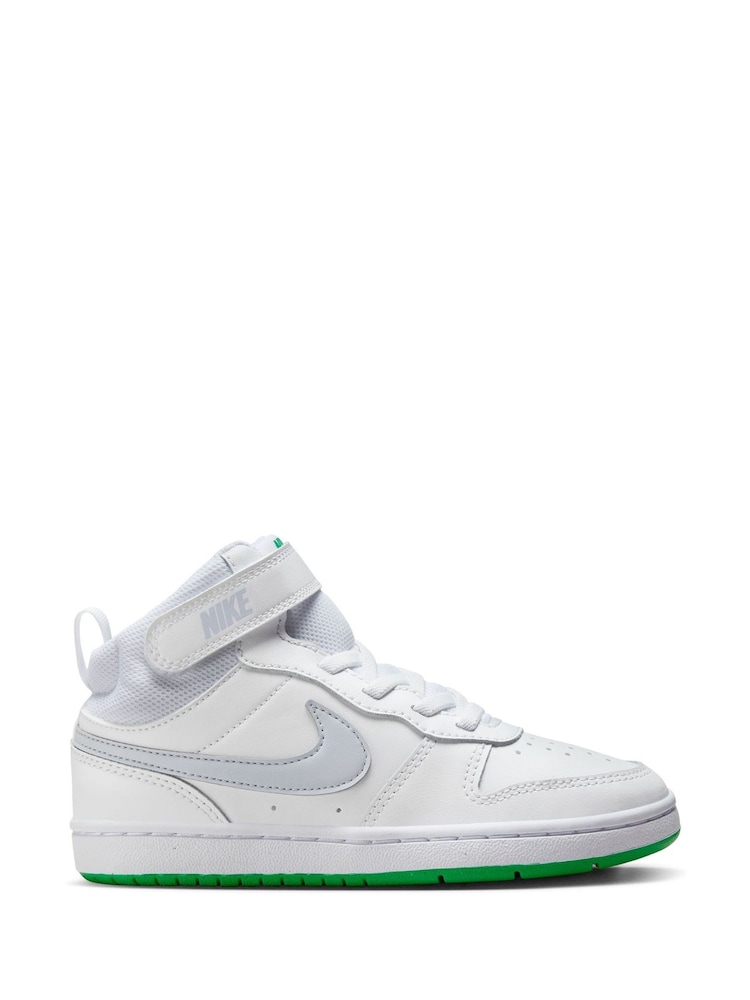 Nike White/Light Blue Junior Court Borough Mid Trainers - Image 1 of 10