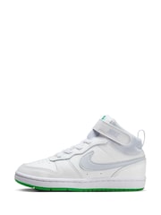 Nike White/Light Blue Junior Court Borough Mid Trainers - Image 2 of 10