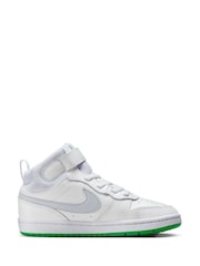 Nike White/Light Blue Junior Court Borough Mid Trainers - Image 3 of 10